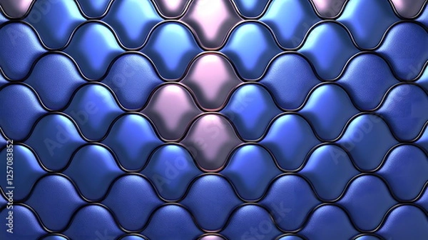 Obraz Vibrant blue and pink wavy abstract pattern with glossy texture and three-dimensional appearance.