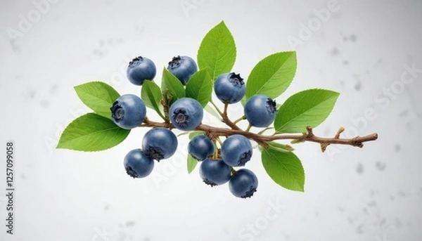 Fototapeta isolated blueberry branch on white background, nature, fruit, plant