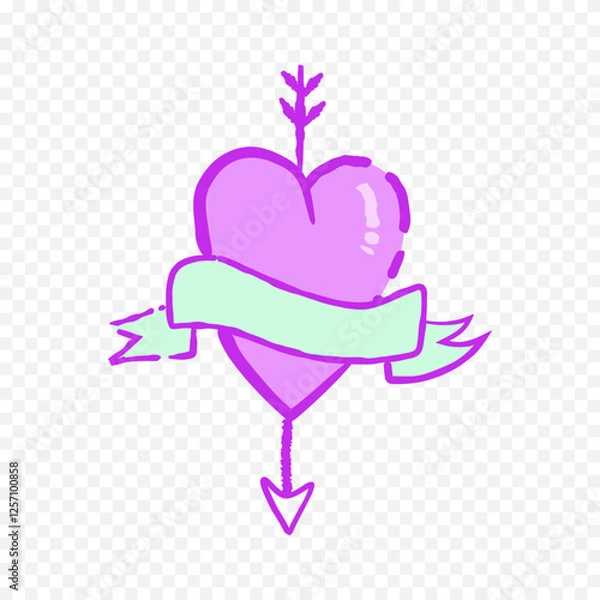 Obraz Doodle hand drawn heart drawing on white background