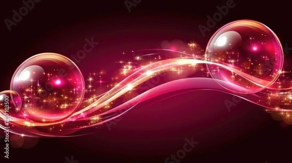 Obraz Abstract festive background with glowing orbs and sparkling trails, perfect for celebratory designs or holiday themes.