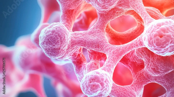 Fototapeta Collagen Type II and Joint Health Concepts, glowing molecular representation of collagen in vibrant colors