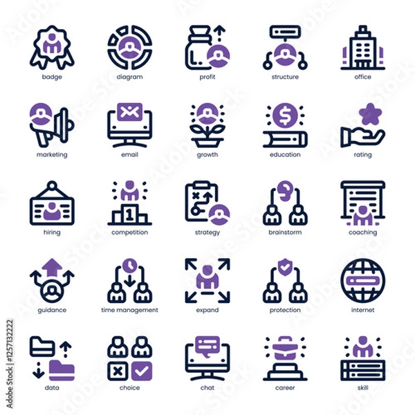 Obraz Business Teamwork Icon pack for your website, mobile, presentation, and logo design. Business Teamwork Icon dual tone design. Vector graphics illustration and editable stroke.
