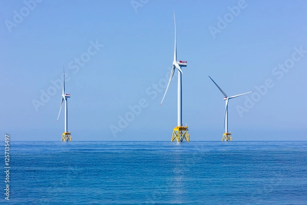 Fototapeta 洋上風力発電、石狩湾