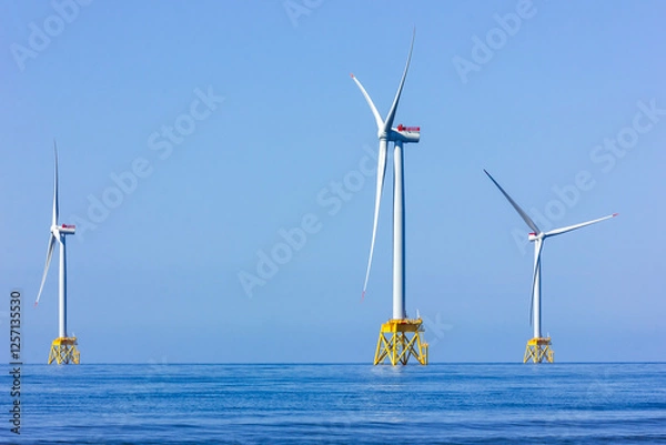Fototapeta 洋上風力発電、石狩湾