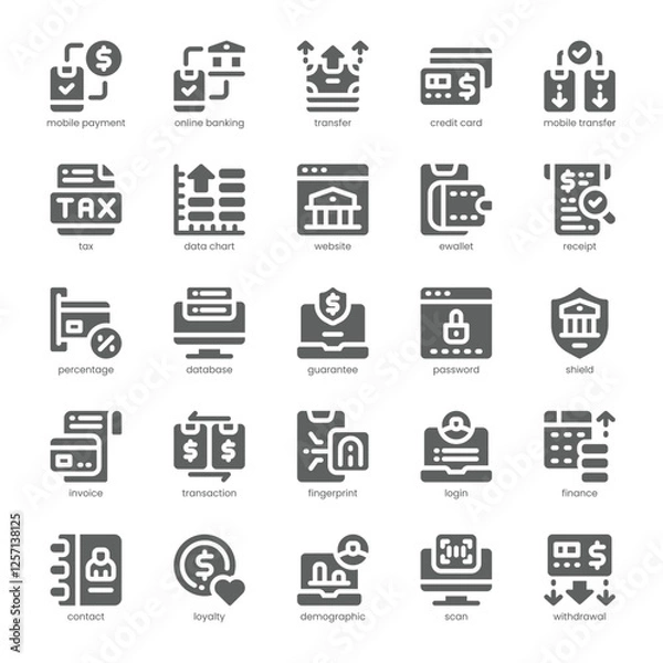 Fototapeta Online Banking Icon pack for your website, mobile, presentation, and logo design. Online Banking Icon solid design. Vector graphics illustration and editable stroke.