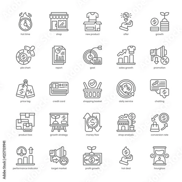 Fototapeta Sales Growth Icon pack for your website, mobile, presentation, and logo design. Sales Growth Icon outline design. Vector graphics illustration and editable stroke.