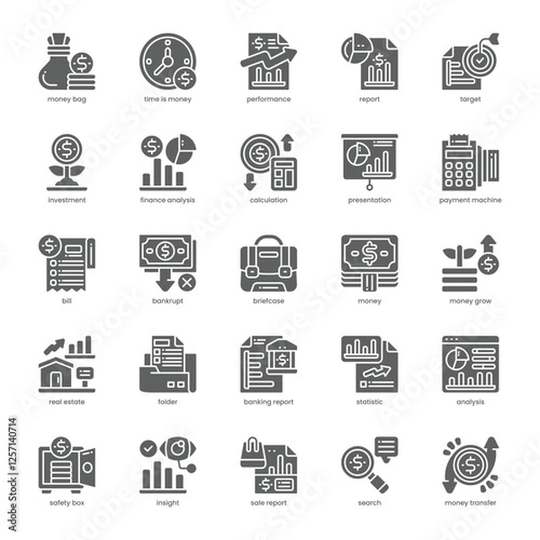 Fototapeta Financial Report Icon pack for your website, mobile, presentation, and logo design. Financial Report Icon solid design. Vector graphics illustration and editable stroke.