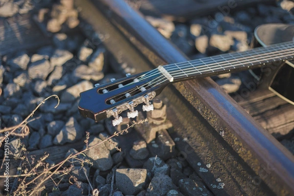 Obraz Guitar on railway