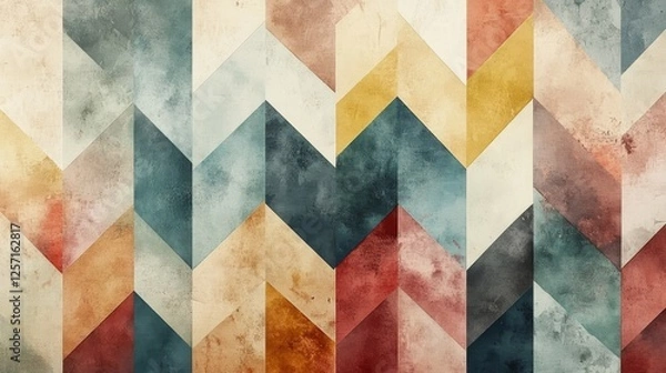 Obraz Retro chevron pattern with textured multi colored diagonal stripes
