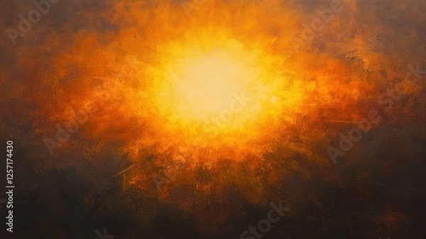 Obraz Abstract painting depicts a glowing sun or fiery explosion