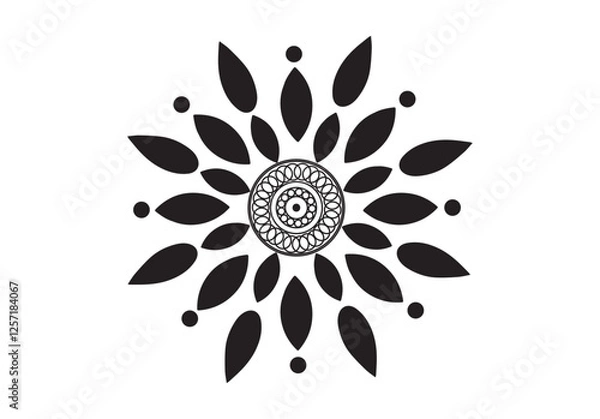 Fototapeta Abstract round ornament and simple alpona design , Mandela design for various purposes.Black & White Elegant vector mandala design