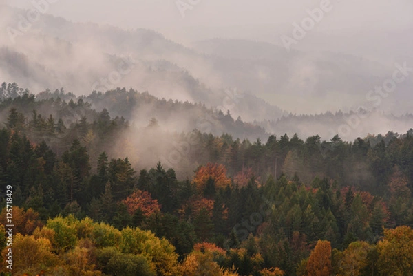 Fototapeta  Beautiful autumn morning landscape of Bohemian Switzerland