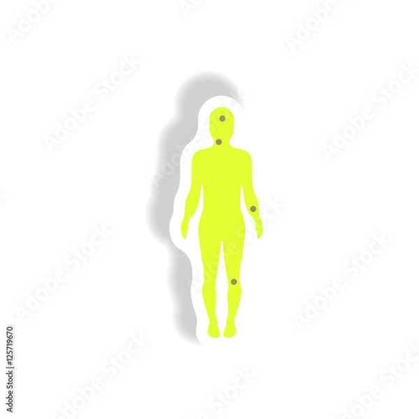 Fototapeta Vector paper sticker various symptoms of Zika on the human