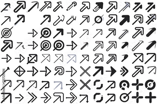 Fototapeta Diverse Arrow Set PNG – Straight, Curved, Dashed, Looped & Zigzag Arrows for UI & Infographics 