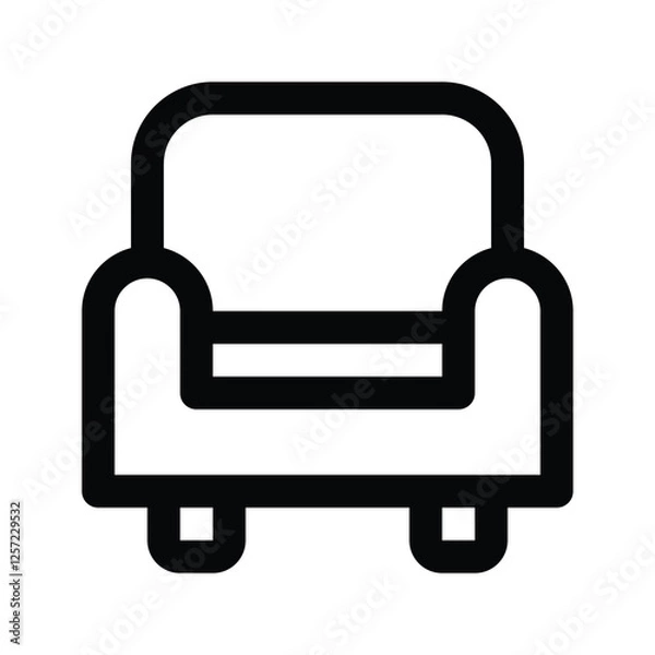 Fototapeta Illustration vector graphic icon of Armchair. Outline Style Icon. Furniture Themed Icon. Vector illustration isolated on white background. Perfect for website or application design.