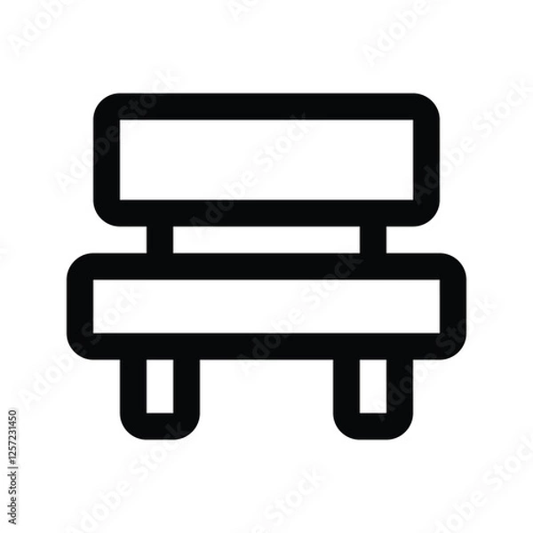 Fototapeta Illustration vector graphic icon of Bench. Outline Style Icon. Furniture Themed Icon. Vector illustration isolated on white background. Perfect for website or application design.