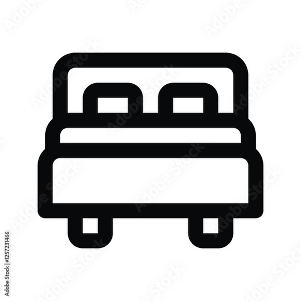 Fototapeta Illustration vector graphic icon of Bed. Outline Style Icon. Furniture Themed Icon. Vector illustration isolated on white background. Perfect for website or application design.