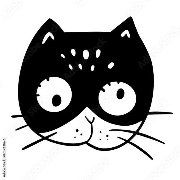Fototapeta Cat, Kitten, Party, Funny, Cute, Doodle, Cartoon, Sketch, Blackwork, Lineart, Whimsical, Minimal, Hat, Silly, Comic, Quirky, Illustration, Ink, Monochrome, Hand-drawn, Feline, Character, Artistic, Pla