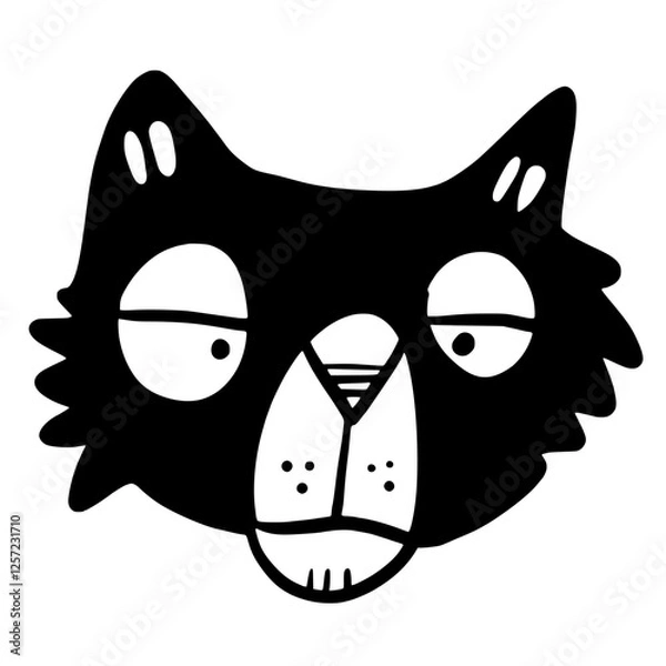 Fototapeta Cat, Kitten, Party, Funny, Cute, Doodle, Cartoon, Sketch, Blackwork, Lineart, Whimsical, Minimal, Hat, Silly, Comic, Quirky, Illustration, Ink, Monochrome, Hand-drawn, Feline, Character, Artistic, Pla