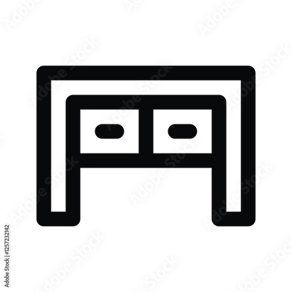 Fototapeta Illustration vector graphic icon of Console Table. Outline Style Icon. Furniture Themed Icon. Vector illustration isolated on white background. Perfect for website or application design.