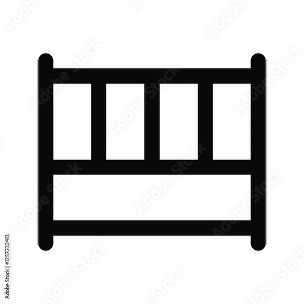 Fototapeta Illustration vector graphic icon of Crib. Outline Style Icon. Furniture Themed Icon. Vector illustration isolated on white background. Perfect for website or application design.