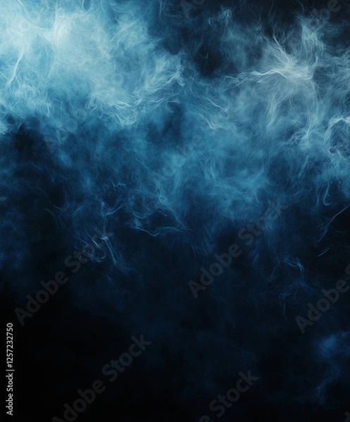 Obraz 暗い背景に広がる青い煙の渦と霧の抽象テクスチャ