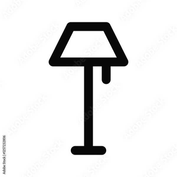 Fototapeta Illustration vector graphic icon of Floor Lamp. Outline Style Icon. Furniture Themed Icon. Vector illustration isolated on white background. Perfect for website or application design.