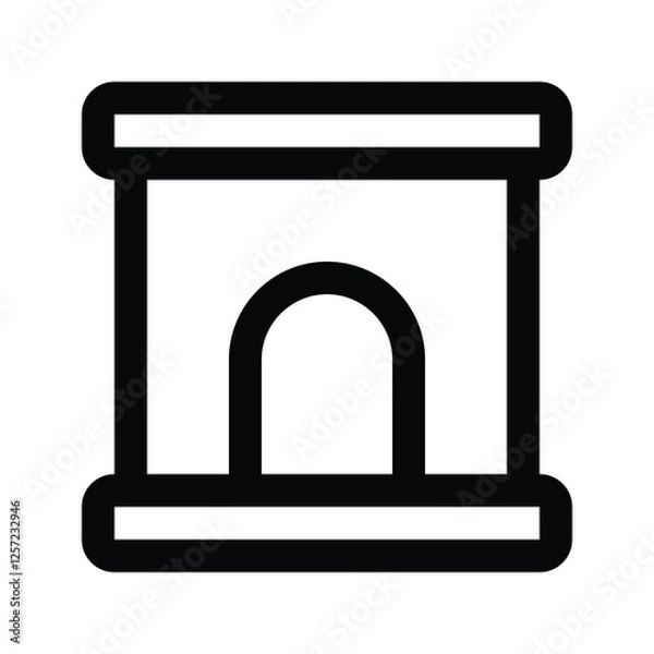 Fototapeta Illustration vector graphic icon of Fireplace. Outline Style Icon. Furniture Themed Icon. Vector illustration isolated on white background. Perfect for website or application design.