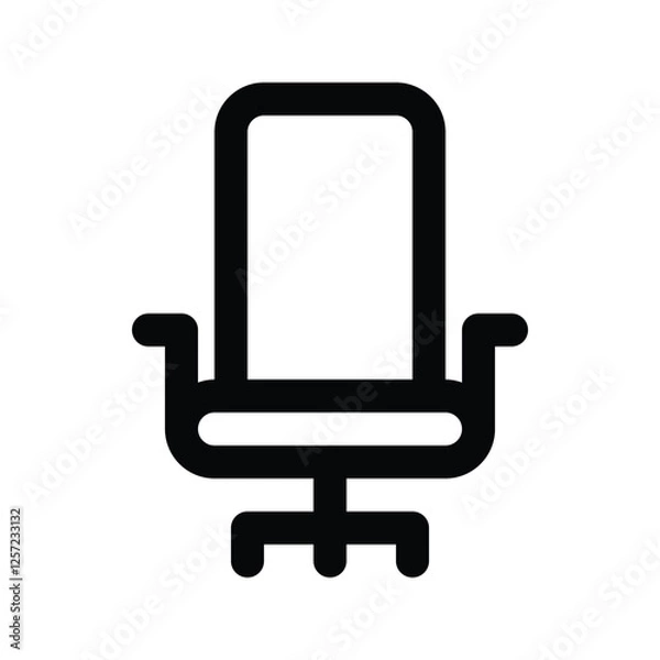 Fototapeta Illustration vector graphic icon of Office Chair. Outline Style Icon. Furniture Themed Icon. Vector illustration isolated on white background. Perfect for website or application design.