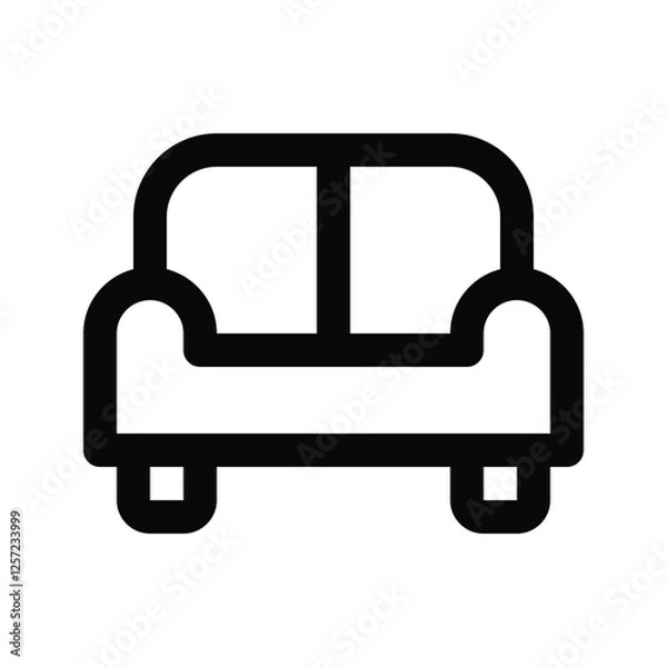 Fototapeta Illustration vector graphic icon of Sofa. Outline Style Icon. Furniture Themed Icon. Vector illustration isolated on white background. Perfect for website or application design.