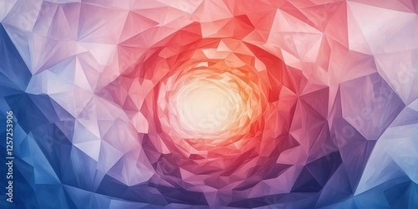 Fototapeta Abstract Low-Poly Tunnel with Color Gradient Effect