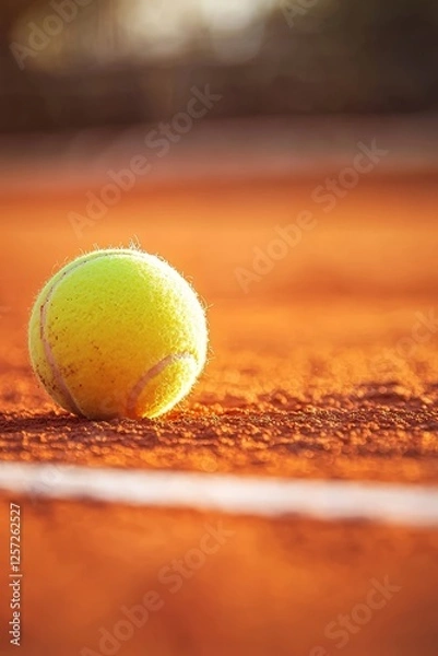 Obraz A Tennis Ball on a Clay Court Full of Dynamic Energy and Vibrancy in Every Movement