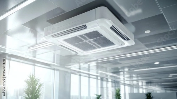 Fototapeta Ceiling air conditioning unit in modern office
