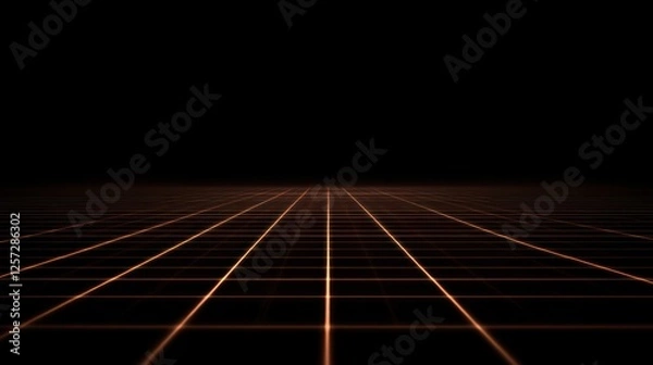 Fototapeta Perspective view of illuminated grid against a dark background