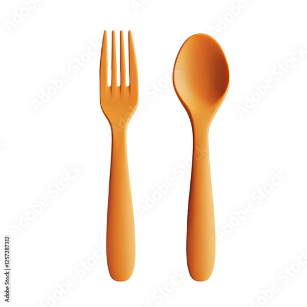 Fototapeta plastic fork and spoon