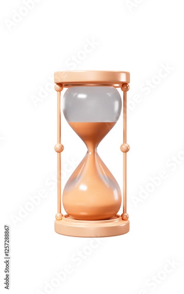 Fototapeta Cartoon sand clock model, 3d rendering.