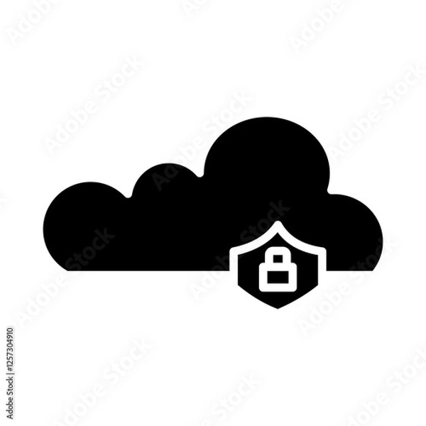 Fototapeta Simple Cybersecurity Glyph Icon – Secure Network Protection Symbol