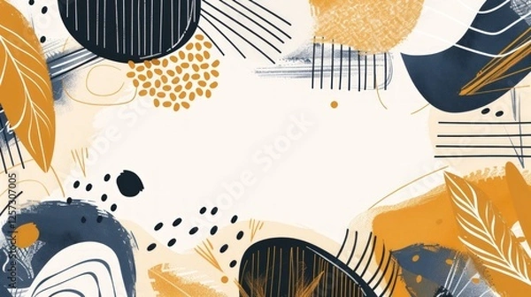 Fototapeta Abstract Autumnal Art: A Modern  Composition of Warm Hues and Geometric Shapes