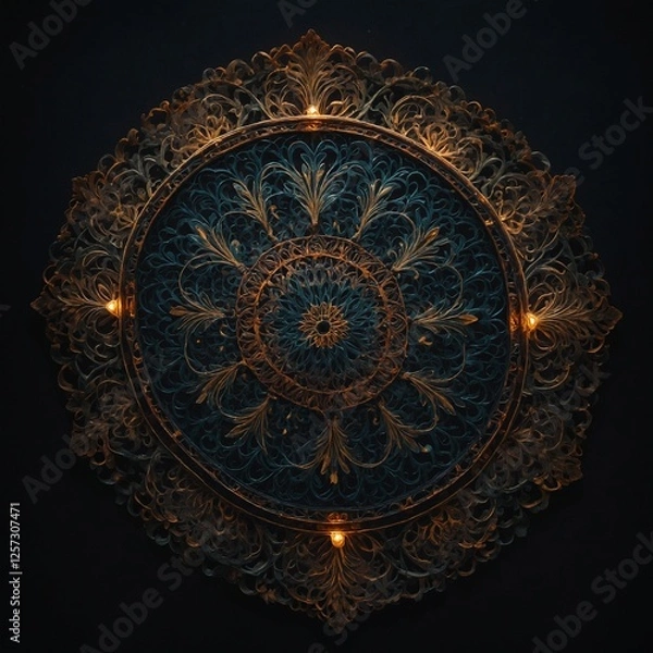 Obraz "An intricate mandala with soft glowing edges, set against a dark background."