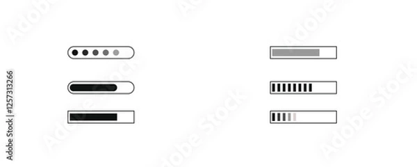 Obraz Set loading bar icons. Progress bar loading signs. Download progress icons	