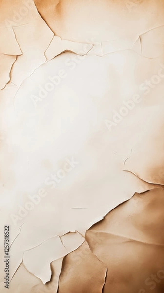 Fototapeta Torn paper frame, aged texture, sepia tones