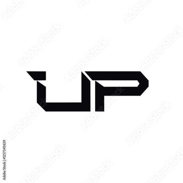 Fototapeta UP monogram logo design letter text name symbol monochrome logotype alphabet character simple logo