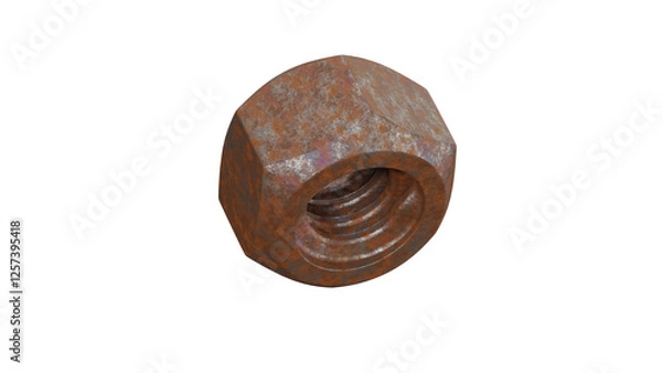 Obraz rusty bolt hex nut 3D rendering