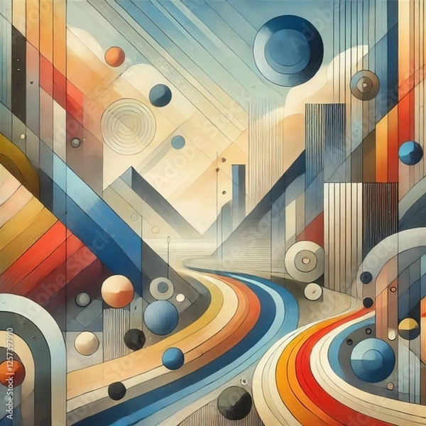 Fototapeta Abstract Simplified shapes and colors focusing on the essence of