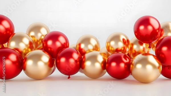 Obraz Festive Red and Gold Balloons for Celebration