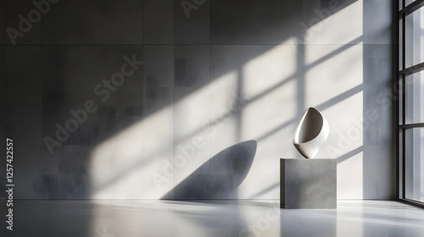 Obraz Minimalist Modern Sculpture in Sunlit Gallery Interior