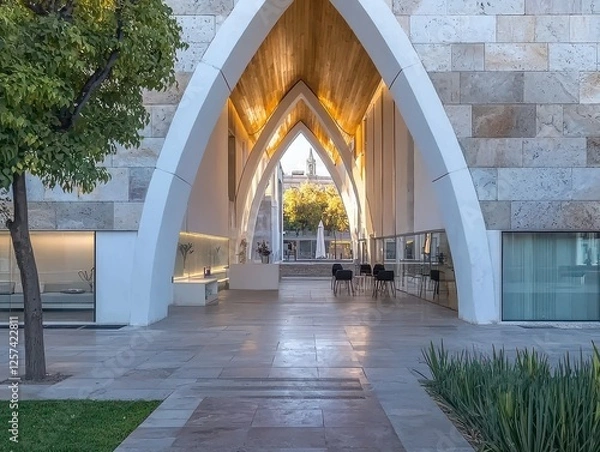 Fototapeta Modern Architectural Archway Leading to Open Space