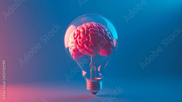 Obraz Illuminated Mind A Human Brain Inside a Glowing Lightbulb