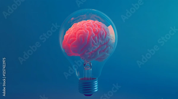 Obraz Illuminated Mind Human Brain Inside a Light Bulb