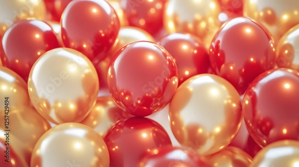 Obraz Festive Red and Gold Balloons Background